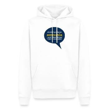 Alcohol produces amnesia - Men’s Premium Organic Hoodie - white - Front - Nico (187cm)