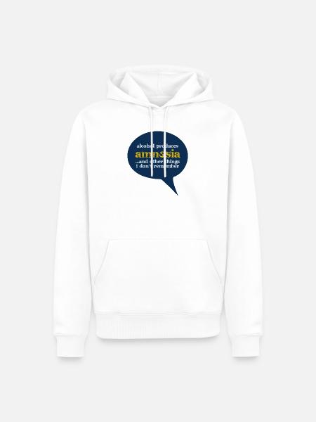 Alcohol produces amnesia - Men’s Premium Organic Hoodie - white