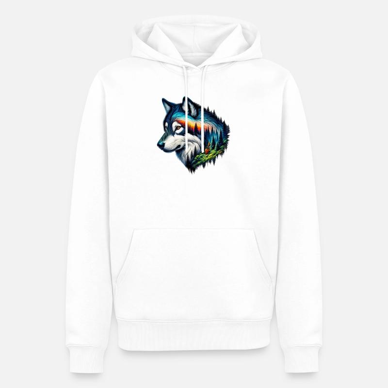 Loup - Sweat à capuche Premium bio Homme - blanc