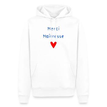 MERCI. MAÎTRESSE. MERCI MAÎTRESSE. MAITRESSE - Sweat à capuche Premium bio Homme - blanc - Devant - Nico (187cm)