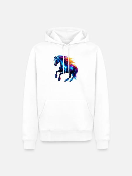 Cheval - Sweat à capuche Premium bio Homme - blanc