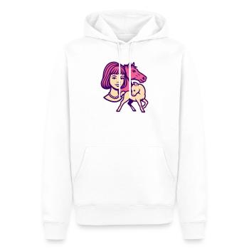 Fille Cheval Pop Art Rose - Sweat à capuche Premium bio Homme - blanc - Devant - Nico (187cm)