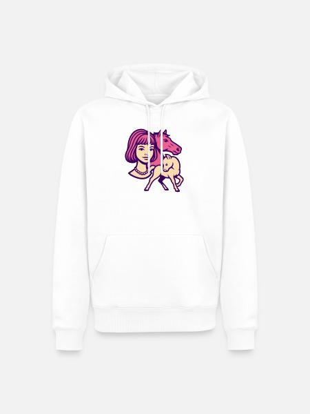 Pferdemädchen Pop-Art rosa - Männer Premium Bio Hoodie - Weiß