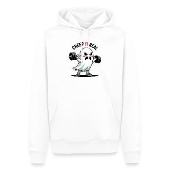 Creep It Real Ghost Lift - Männer Premium Bio Hoodie - Weiß - Vorne - Nico (187cm)