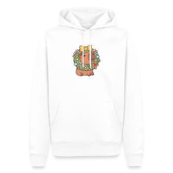 Cute Capybara With Christmas Wreath Funny - Men’s Premium Organic Hoodie - white - Front - Nico (187cm)