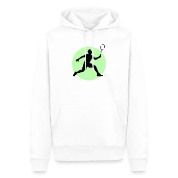 Coup droit d’un joueur de badminton - Sweat à capuche Premium bio Homme - blanc - Devant - Nico (187cm)