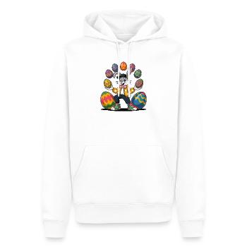 Lapin de Pâques avec des œufs colorés - Sweat à capuche Premium bio Homme - blanc - Devant - Nico (187cm)