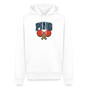 Tischtennis – Tennistisch - Männer Premium Bio Hoodie - Weiß - Vorne - Nico (187cm)