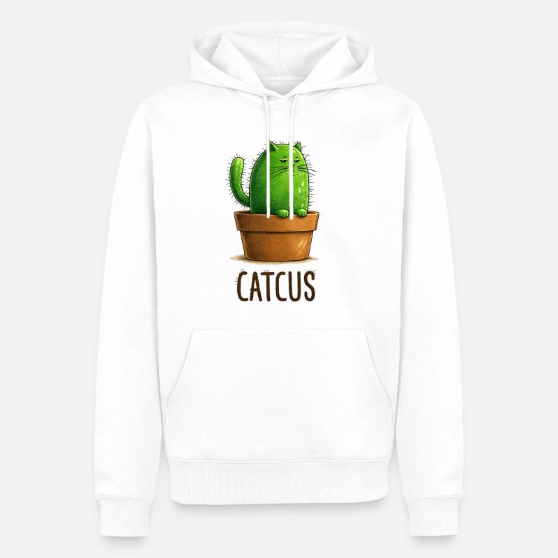 Catcus – Cactus Cat avec Attitude - Sweat à capuche Premium bio Homme - blanc