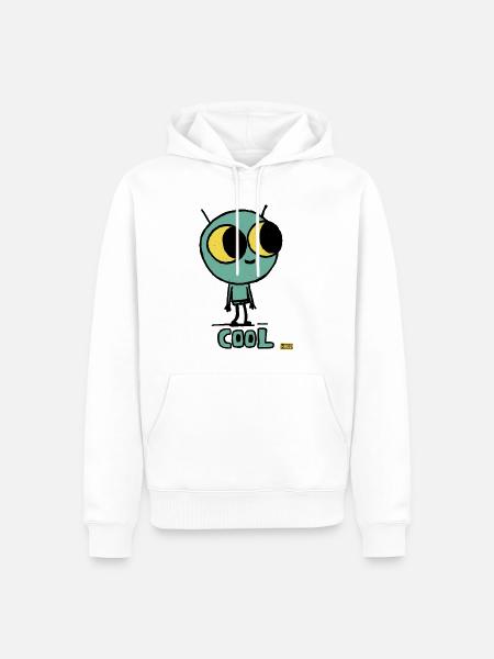 Cosmic Cute Alien with Big Eyes - Men’s Premium Organic Hoodie - white