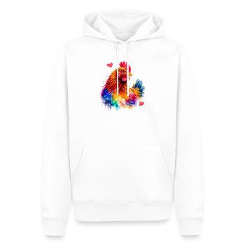 Regenbogenhahn-Aquarell - Männer Premium Bio Hoodie - Weiß - Vorne - Nico (187cm)