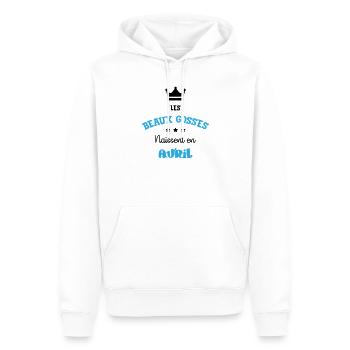Cadeau naissance bébé garçon Avril Beaux Gosses - Sweat à capuche Premium bio Homme - blanc - Devant - Nico (187cm)