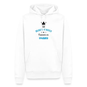 Cadeau naissance bébé garçon Mars Beaux Gosses BG - Sweat à capuche Premium bio Homme - blanc - Devant - Nico (187cm)