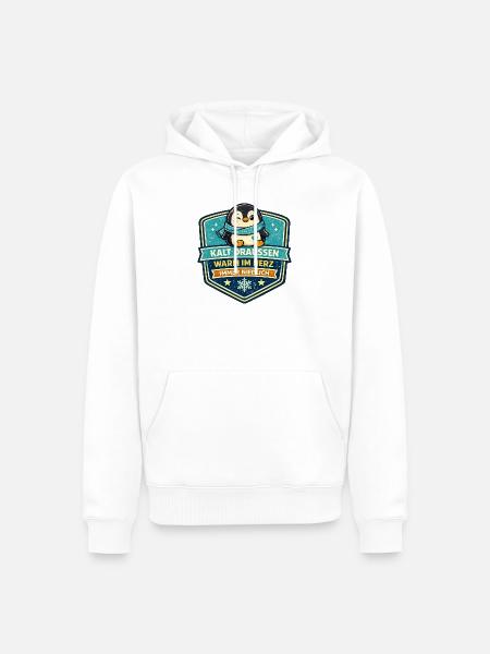 Kalt Draußen Warm Im Herz Pinguin - Männer Premium Bio Hoodie - Weiß