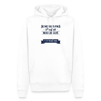 Je Ne Suis Pas Parfait Mais Je Suis Et C Est Pr... - Sweat à capuche Premium bio Homme - blanc - Devant - Nico (187cm)