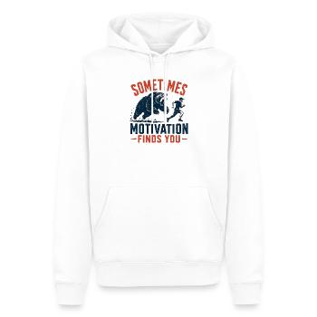 Trail Running - Parfois, la motivation vous trouve - Sweat à capuche Premium bio Homme - blanc - Devant - Nico (187cm)