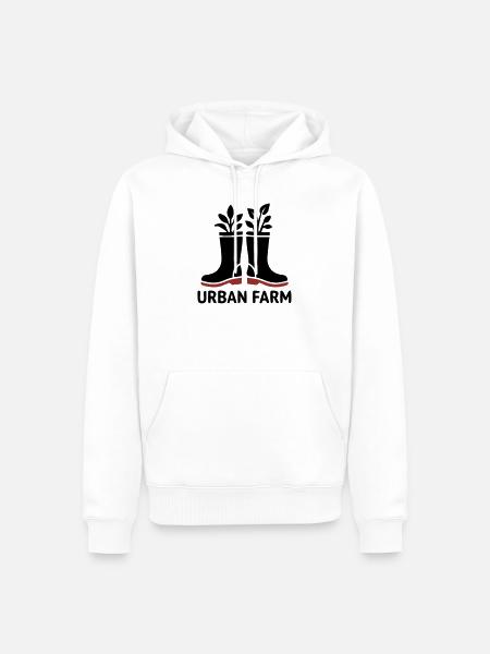 Urban Farm Rubber Boots Logo - Men’s Premium Organic Hoodie - white