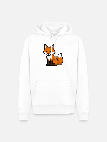 Pixel Fuchs - Männer Premium Bio Hoodie - Weiß