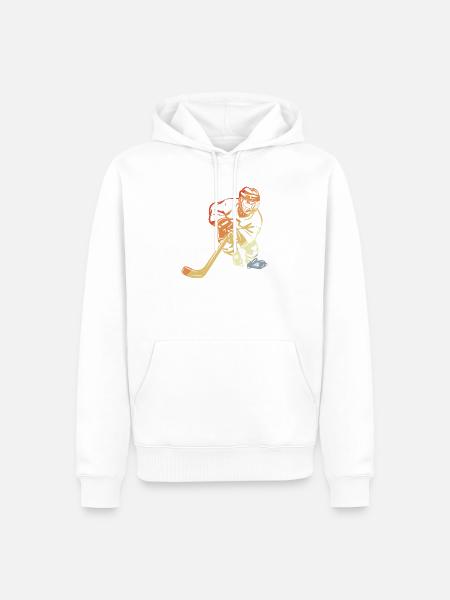 Eishockeyspieler Retro - Männer Premium Bio Hoodie - Weiß