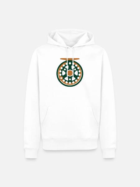 Fliegenrolle Angel Icon - Männer Premium Bio Hoodie - Weiß