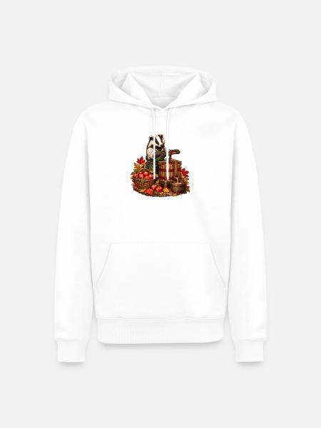 Dachs an der Apfelpresse - Männer Premium Bio Hoodie - Weiß