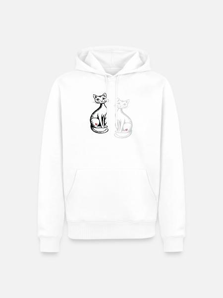 zwei Katzen - Männer Premium Bio Hoodie - Weiß