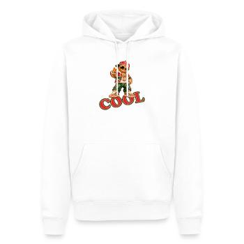 Cooles Lebkuchenmännchen mit COOL-Schriftzug - Männer Premium Bio Hoodie - Weiß - Vorne - Nico (187cm)