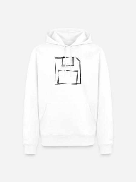 Diskette handgezeichnet - Männer Premium Bio Hoodie - Weiß