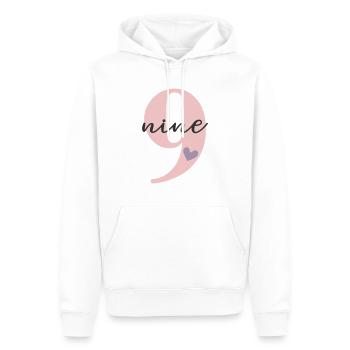 9e anniversaire neuf neuf - Sweat à capuche Premium bio Homme - blanc - Devant - Nico (187cm)