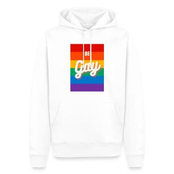 Sei Schwul BE GAY - Männer Premium Bio Hoodie - Weiß - Vorne - Nico (187cm)