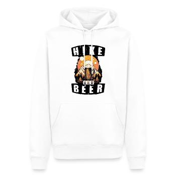 Wandern und Bier trinken - HIKE AND BEER - Männer Premium Bio Hoodie - Weiß - Vorne - Nico (187cm)
