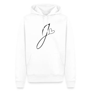 Buchstabe J Buchstabe-J Kalligrafie - Männer Premium Bio Hoodie - Weiß - Vorne - Nico (187cm)