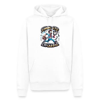 Running late is my cardio - Männer Premium Bio Hoodie - Weiß - Vorne - Nico (187cm)