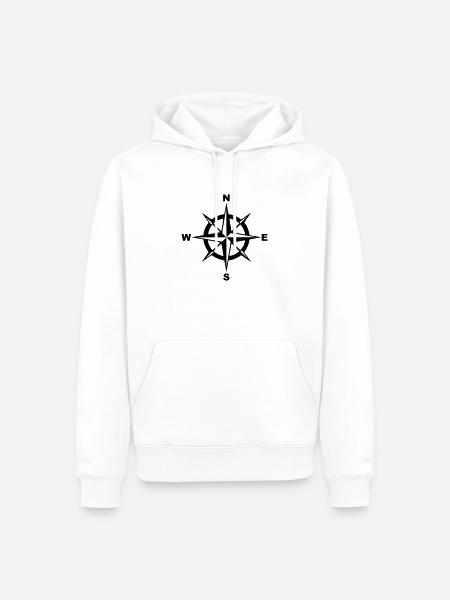 Kompass - Männer Premium Bio Hoodie - Weiß