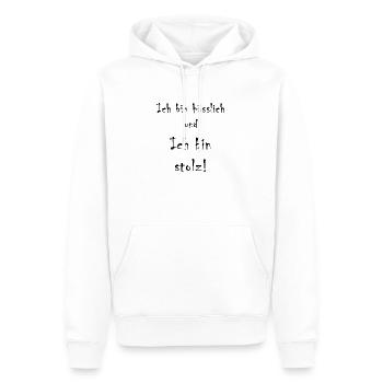 Ich bin hässlich und ich bin stolz! - Männer Premium Bio Hoodie - Weiß - Vorne - Nico (187cm)