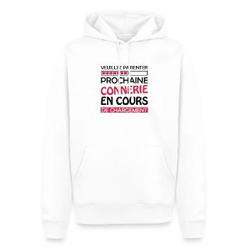 Veuillez Patienter Prochaine connerie en cours - Sweat à capuche Premium bio Homme - blanc - Devant - Nico (187cm)