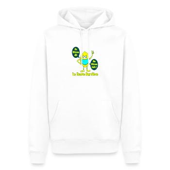 LE ZESTE BARRIÈRE, AU CITRON DIT, AU CITRON FAIT ! - Sweat à capuche Premium bio Homme - blanc - Devant - Nico (187cm)