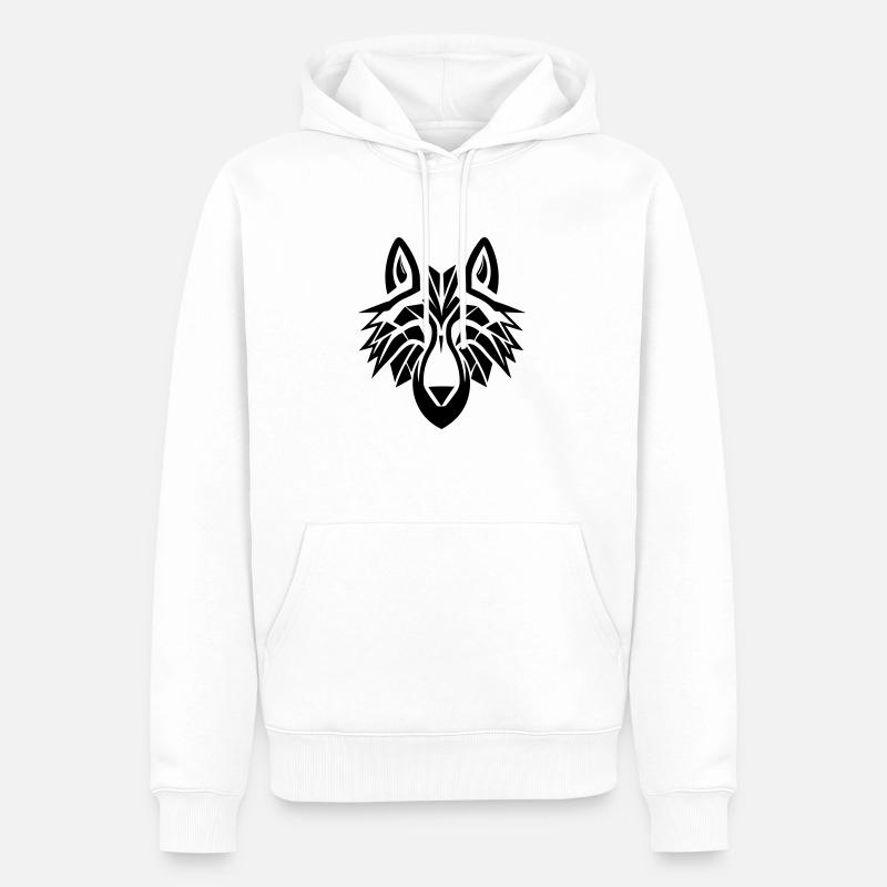 Wolf - Männer Premium Bio Hoodie - Weiß