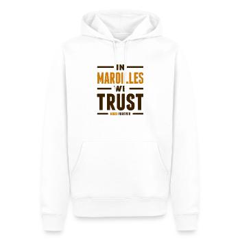 In maroilles we trust - Nord - Sweat à capuche Premium bio Homme - blanc - Devant - Nico (187cm)