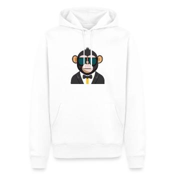 Singe en smoking - Sweat à capuche Premium bio Homme - blanc - Devant - Nico (187cm)