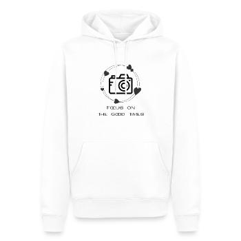 Fotografie , Konzentrieren Sie sich auf die guten Zeiten. - Männer Premium Bio Hoodie - Weiß - Vorne - Nico (187cm)