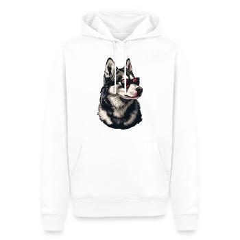 Husky dog with sunglasses - Men’s Premium Organic Hoodie - white - Front - Nico (187cm)