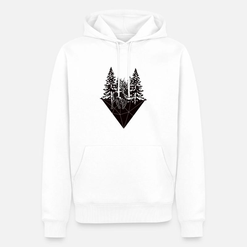 Cerf noble dans la conception de la forêt - Sweat à capuche Premium bio Homme - blanc