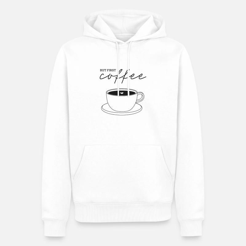 mais premier café - Sweat à capuche Premium bio Homme - blanc