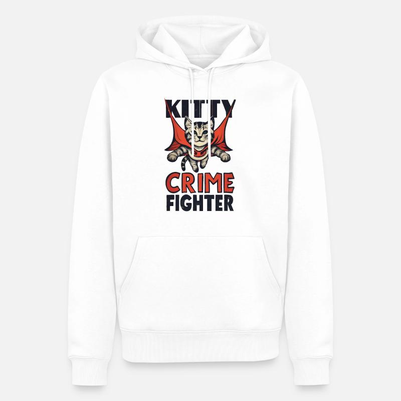 Katze Superheld - Männer Premium Bio Hoodie - Weiß