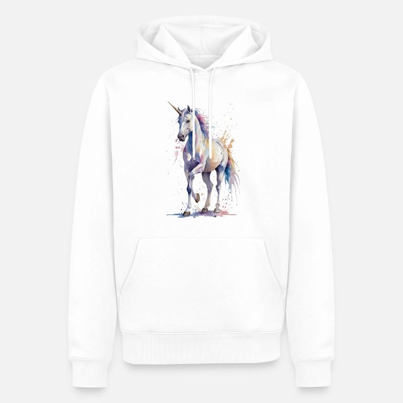Ätherisches Einhorn - Aquarell - Männer Premium Bio Hoodie - Weiß