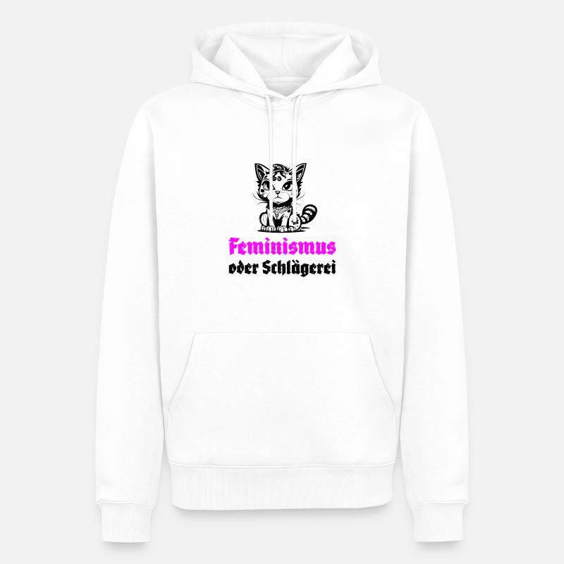 Feminismus oder Schlägerei - Männer Premium Bio Hoodie - Weiß