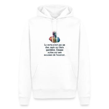 T-shirts Stoïcisme : L'inspiration à portée de soi - Sweat à capuche Premium bio Homme - blanc - Devant - Nico (187cm)