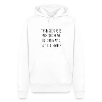 tête de gland - Sweat à capuche Premium bio Homme - blanc - Devant - Nico (187cm)