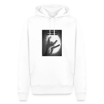 The Handman ou en allemand : « l’homme de main » - Sweat à capuche Premium bio Homme - blanc - Devant - Nico (187cm)